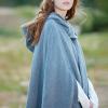 tuduoms Women's Winter Hooded Cape Poncho Coat Wool Blend Short Cape Jacket Renaissance Witch Cosplay Cape Halloween Costumes Light Blue view 4