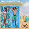 2 Pack Lightweight Thin Beach Towel Oversized 71"x32" Big Extra Large Microfiber Sand Free Towels for Adult Quick Dry Travel Camping Beach Accessories Vacation Essential Gift Blue Shell Flamingo view 3