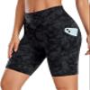 CRZ YOGA Butterluxe Biker Shorts Pockets 8" - High Waisted Workout Yoga Volleyball Buttery Soft Womens Tie Dye Smoke Ink Medium view 1