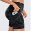CRZ YOGA Butterluxe Biker Shorts Pockets 8" - High Waisted Workout Yoga Volleyball Buttery Soft Womens Tie Dye Smoke Ink Medium view 3