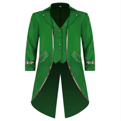 LiiYii Mens Steampunk Victorian Renaissance Costumes Halloween Medieval Gothic Tailcoat Jacket GreenTypeA Small