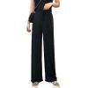 DGHM-JLMY Women's Solid Color Drape Loose Pants Drawstring Baggy Loose Beach Trousers High Waist Elastic Wide Leg Pants (Black,Small,5,OZ) view 1