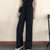 DGHM-JLMY Women's Solid Color Drape Loose Pants Drawstring Baggy Loose Beach Trousers High Waist Elastic Wide Leg Pants (Black,Small,5,OZ) view 3
