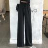 DGHM-JLMY Women's Solid Color Drape Loose Pants Drawstring Baggy Loose Beach Trousers High Waist Elastic Wide Leg Pants (Black,Small,5,OZ) view 4