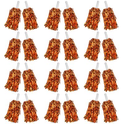 24PCS Cheerleading Pom Poms Metallic Foil Plastic Pom Poms with Baton Handle for Game Sports Squads Dancing Party Football Basketball Club Spirit Sports Stage Performance Celebration (orange)