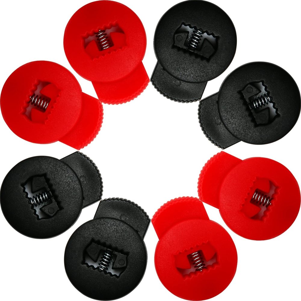 AliBall Glove Locks Baseball, Glove Lace Locks 8 Pack, Never Need Thying Knots Again, Fits All Baseball and Softball Gloves (Black-Red)