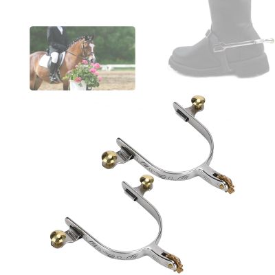KUIDAMOS Spurs for Boots Men, 1Pair Stainless Steel Horse Spurs Western Style Spur with Hand Carved Decor Silver Spurs for Boots Women Retro Brown Spurs for Equestrian Training, Competition