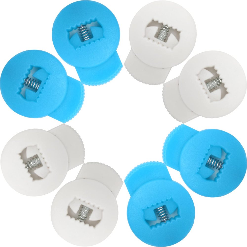 AliBall Glove Locks Baseball, Glove Lace Locks 8 Pack, Never Need Thying Knots Again, Fits All Baseball and Softball Gloves (Sky Blue-White)
