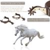 KUIDAMOS Horse Spurs 1Pair,Antique Brass Western Style Spur with Hand Carved Decoraation Silver Spurs for Boots Men and Women Antique Brown Boot Spurs for Cowboy Boots Equestrian Training view 3