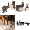 KUIDAMOS Horse Spurs 1Pair,Antique Brass Western Style Spur with Hand Carved Decoraation Silver Spurs for Boots Men and Women Antique Brown Boot Spurs for Cowboy Boots Equestrian Training view 4