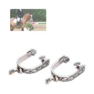 KUIDAMOS 1Pair Silver Spurs Women Stainless Steel Spurs with Carved Decoraation Silver Spurs for Boots Men and Women Spurs for Equestrian Training, Competition Fuetes y Cuartas