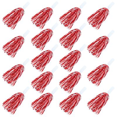 18PCS Cheerleading Pom Poms Metallic Foil Plastic Pom Poms with Baton Handle for Game Sports Squads Dancing Party Football Basketball Club Spirit Sports Stage Performance Celebration (Red and White)
