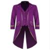 LiiYii Mens Steampunk Victorian Renaissance Costumes Halloween Medieval Gothic Tailcoat Jacket PurpleTypeA X-Large view 1