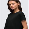 CRZ YOGA Pima Cotton Crewneck Crop T-Shirt Black Medium view 3