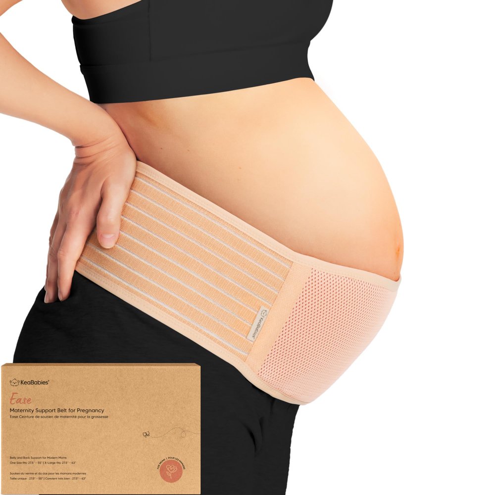 KeaBabies Pregnancy Belly Bands for Pregnant Women - 1-Pack, Soft & Breathable Maternity Belly Support Band, Easy Adjustable Maternity Belt for Back, Pelvic Support,Comfortable(Classic Ivory, 2XL)