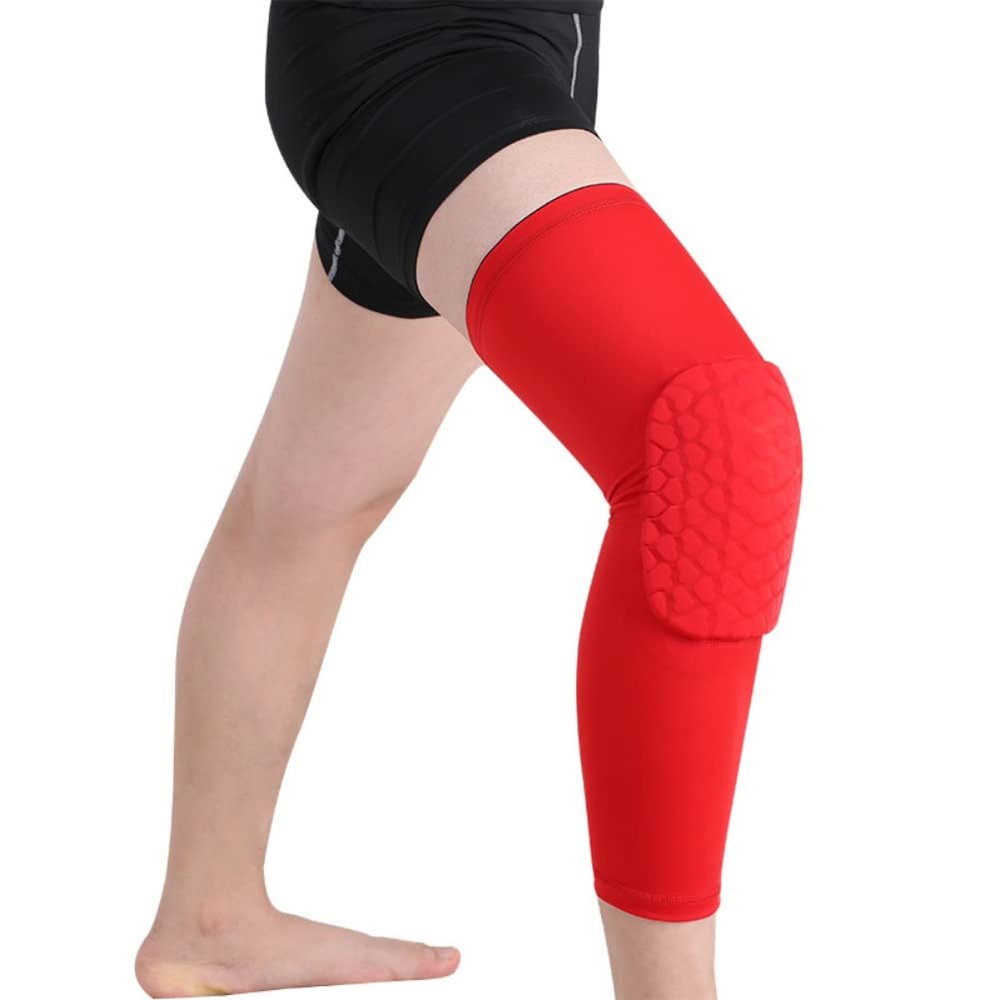 Hotfiary 2 Pcs Thigh Knee Pads Compression Leg Sleeve for Basketball Football Volleyball, Long Leg Sleeve Brace Protection Compression Sleeves Protector Gear Knee Guard for Kids Youth Adult