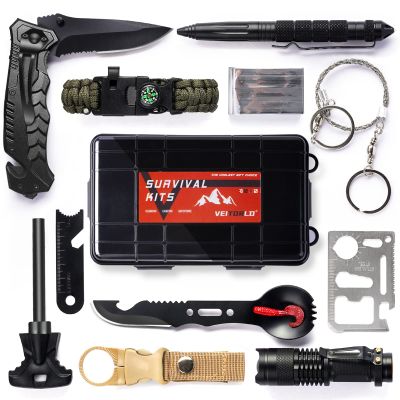 VEITORLD Gifts for Him Men Husband Dad Valentines Day - Survival Gear and Equipment 12 in 1, Survival Kits - Cool Fishing Hunting Camping Anniversary Birthday Gift for Man Teen Boy Boyfriend Women