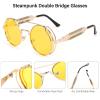 FEISEDY Aviator Sunglasses for Men Women, Retro Steampunk Gothic Round Metal Frame Hippie Glasses B2351 view 4