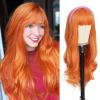 AISI QUEENS Orange Ginger Wig with Bangs Long Wavy Wig for Women Halloween Daphne Cosplay Wig Use Heat Resistant Synthetic (26inch, Orange) view 1