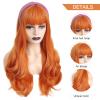 AISI QUEENS Orange Ginger Wig with Bangs Long Wavy Wig for Women Halloween Daphne Cosplay Wig Use Heat Resistant Synthetic (26inch, Orange) view 3