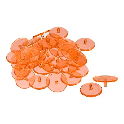 PATIKIL Golf Ball Marker, 100 Pack 24mm Round Transparent Flat Position Mark Places Marking Tool Golf Sport Accessory, Orange