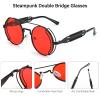 FEISEDY Sunglasses Steampunk Mens Women Aviators Retro Round Sunglasses Metal Frame Fishing Driving Hippie Glasses B2351 view 3