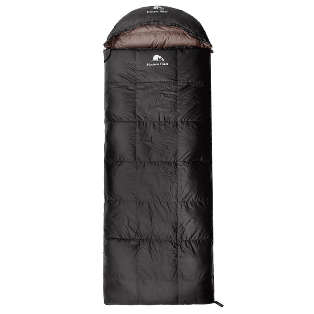 JOTOUCH Filling 1000g White Goose Down Winter Sleeping Bag Envelope Sleeping Bag with Removable Cap Backpack Sleeping Bag for Hiking Camping(Black)
