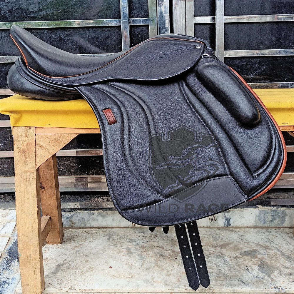 WILD RACE Dressage Leather Monoflap Changeable Gullets Saddle (17")