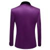 Mens Shawl Collar Sport Coat Solid Color 1 Button Casual Blazer Jackets Slim Fit Stylish Tuxedo Dinner Dress Suit Purple view 2