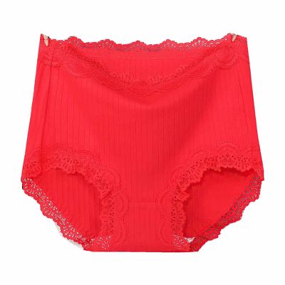 3 Pcs 100kg Women's High Waist Briefs Lace Lingerie Sexy Panties Plus Size Underwear Loose No Trace Summer Shorts Breathable (Color : 1, Size : Large)