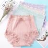 3 Pcs 100kg Women's High Waist Briefs Lace Lingerie Sexy Panties Plus Size Underwear Loose No Trace Summer Shorts Breathable (Color : 1, Size : Large) view 3