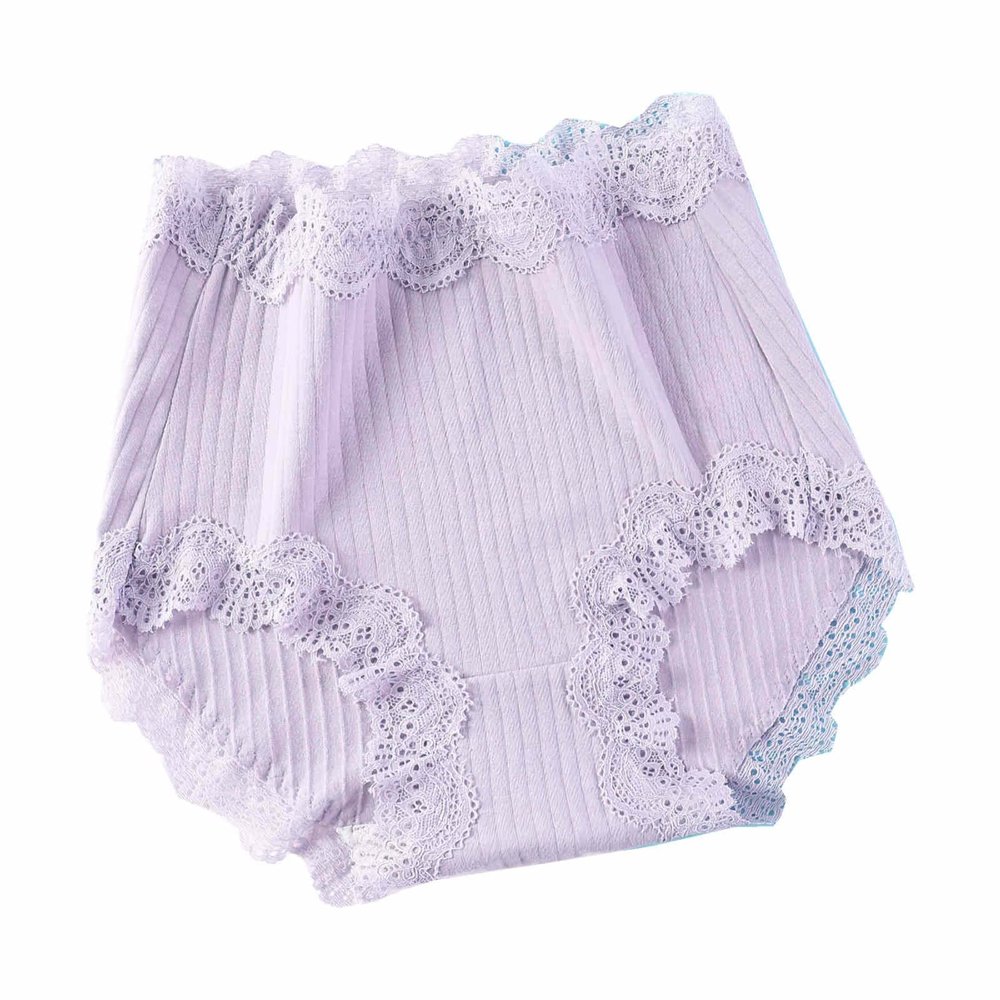 3 Pcs 100kg Women's High Waist Briefs Lace Lingerie Sexy Panties Plus Size Underwear Loose No Trace Summer Shorts Breathable (Color : 4, Size : XX-Large)