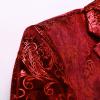 JEsilunmaMY Men's 2 Button Velvet Blazer Slim Fit Notched Lapel Embroidered Jacket Party Wedding Prom Stage Costume Blazers (Red,X-Large) view 4