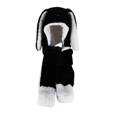 Plush Animal Hood Earflap Hat Cartoon Hat Scarf Gloves Mittens Adult 3-in-1 Set Hoodie Pockets Bunny Ear Winter