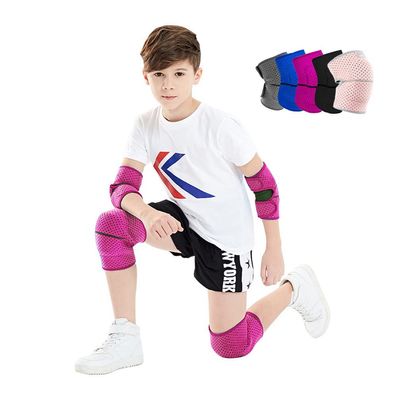 ADLIKES Knee and Elbow Pads Protective Gear Set (4pc) for Cycling Running Volleyball Crashproof Antislip for Kids Youth Fuchsia M