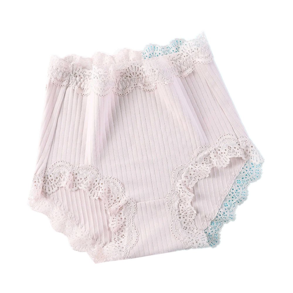 3 Pcs 100kg Women's High Waist Briefs Lace Lingerie Sexy Panties Plus Size Underwear Loose No Trace Summer Shorts Breathable (Color : 6, Size : XX-Large)