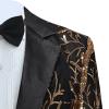 Men's Patchwork Embroidered Suit Jacket Sequin One Button Notched Lapel Dinner Party Blazer Without Shirt&Bow Tie (Black1,3X-Large) view 2