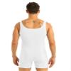 renvena Men's Adult Stretchy One Piece Tank Leotard Biketard Sports Workout Sleeveless Wrestling Singlet Bodysuit White Large view 3