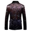 Men's 2 Button Velvet Blazer Slim Fit Notched Lapel Embroidered Jacket Party Wedding Prom Stage Costume Blazers (Black,X-Large) view 3