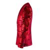 Men's 2 Button Velvet Blazer Slim Fit Notched Lapel Embroidered Jacket Party Wedding Prom Stage Costume Blazers (Red,4X-Large) view 2