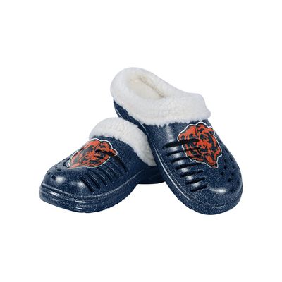 FOCO Chicago Bears NFL Womens Sherpa Lined Glitter Clog - XL