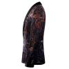 Men's 2 Button Velvet Blazer Slim Fit Notched Lapel Embroidered Jacket Party Wedding Prom Stage Costume Blazers (Black,Large) view 2
