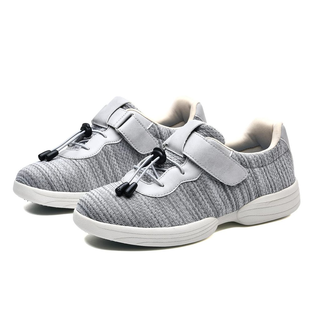 FZYUAN Diabetic Sneakers for Women, Extra Wide Width Orthopedic Slip-On Shoes Diabetic Shoes, Adjustable Closure Walking Sneakers with Arch Support Cushioning for Swollen Feet,Gray,7.5