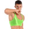 Lejafay Mens Bodybuilding Workout Gym Muscle Half Tank Top Sleeveless Fitness Shirt Vest Crop Tops Fluorescent Green Large view 3