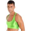 Lejafay Mens Bodybuilding Workout Gym Muscle Half Tank Top Sleeveless Fitness Shirt Vest Crop Tops Fluorescent Green Large view 4