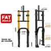 Fat Bike Fork 20*4.0'' Tire Electric Snow Bike Air Suspension Fork 110mm Travel Rebound Adjustable Double Shoulder Bicycle Front Fork 1-1/8" Straight Disc Brake QR Axle 9*135mm ( Color : 20'' Gold ) view 2