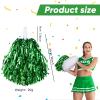 60 Pcs Cheerleading Pom Poms Cheer Pompoms Metallic Foil Pompoms with Plastic Handles for Cheering Squad Team Spirited Sports Dance(Green, White) view 2