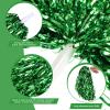 60 Pcs Cheerleading Pom Poms Cheer Pompoms Metallic Foil Pompoms with Plastic Handles for Cheering Squad Team Spirited Sports Dance(Green, White) view 3