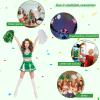 60 Pcs Cheerleading Pom Poms Cheer Pompoms Metallic Foil Pompoms with Plastic Handles for Cheering Squad Team Spirited Sports Dance(Green, White) view 4