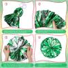 Deekin 12 Pcs Cheerleading Pom Poms Cheerleader Squad Spirited Fun Pompoms 12 Inch Metallic Foil Cheer Pom Poms with Handle Flowers for Sport Team Dance Costume Party 50g Weight Each(Green and Silver) view 3